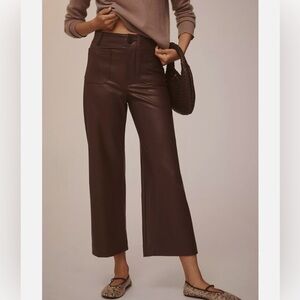 Anthropologie The Colette Faux Leather Crop Wide Leg Pants by Maeve